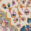 8' X 10' Gray Blue And Orange Quatrefoil Distressed Area Rug