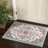 2' X 3' Ivory And Blue Medallion Area Rug