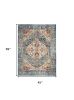 4' X 6' Ivory And Blue Oriental Distressed Area Rug