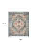 7' X 10' Ivory And Blue Oriental Distressed Area Rug