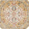 4' Yellow And Ivory Medallion Round Rug