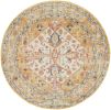 5' Yellow And Ivory Floral Medallion Round Rug