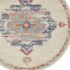 8' Gray And Ivory Medallion Distressed Round Rug