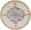 8' Gray And Ivory Medallion Distressed Round Rug