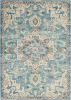 7' X 10' Ivory And Turquoise Oriental Distressed Area Rug
