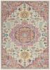 5' X 7' Pink And Ivory Southwestern Distressed Area Rug