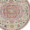 5' Pink And Ivory Southwestern Distressed Round Rug