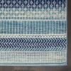 8' Navy Blue And Ivory Southwestern Runner Rug