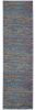 6' Blue And Orange Abstract Distressed Runner Rug