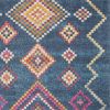 5' X 7' Navy Blue Yellow And Pink Southwestern Distressed Area Rug