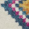 5' X 7' Blue Ivory And Pink Geometric Area Rug
