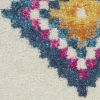5' X 7' Blue Ivory And Pink Geometric Area Rug