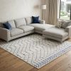 6' X 9' Ivory And Blue Geometric Area Rug