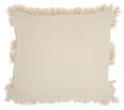 18" Blue And Natural Geometric Cotton Throw Pillow with Texture