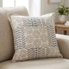 20" Indigo And Ivory Geometric Cotton Throw Pillow
