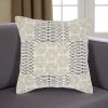 20" Indigo And Ivory Geometric Cotton Throw Pillow