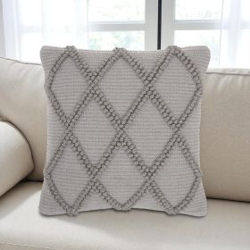 Light Gray Textured Lattice Throw Pillow