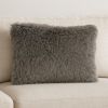 14" X 20" Slate Gray Faux Fur Throw Pillow