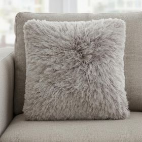 20" Light Gray Shag Accent Throw Pillow