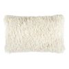 14" X 24" Long Ivory Shag Throw Pillow