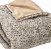 50" X 60" Brown and Taupe Faux Fur Animal Print Plush Throw Blanket