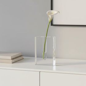 8" Clear Crystal Clear Square Table Vase