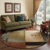 8â€™ Round Beige And Brown Floral Block Pattern Area Rug
