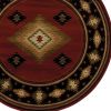 8â€™ Round Red And Beige Ikat Pattern Area Rug