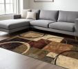 7' X 10' Brown And Black Abstract Geometric Area Rug