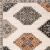 5' X 7' Ivory Gray And Orange Geometric Distressed Area Rug