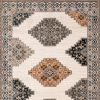 5' X 7' Ivory Gray And Orange Geometric Distressed Area Rug