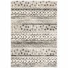 5' X 7' Ivory And Black Abstract Geometric Distressed Area Rug