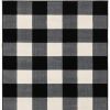 7' X 9' Black And Ivory Gingham Area Rug