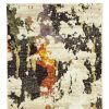12' Beige Black And Green Abstract Runner Rug