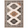 8' X 10' Ivory Orange And Gray Geometric Distressed Area Rug