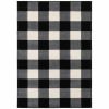 8' X 10' Black And Ivory Gingham Area Rug