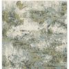 5' X 7' Ivory Sage And Teal Abstract Area Rug