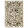 7' X 10' Beige And Gray Medallion Distressed Area Rug