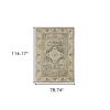 7' X 10' Beige And Gray Medallion Distressed Area Rug
