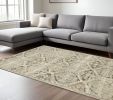 7' X 10' Ivory And Gray Trellis Distressed Area Rug