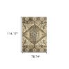 7' X 10' Tan And Gold Medallion Area Rug