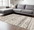 10' X 13' Ivory And Black Abstract Geometric Area Rug
