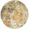 8' Gold and Ivory Round Power Loom Area Rug