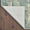 9' X 12' Blue And Gray Abstract Hand Loomed Distressed Area Rug