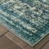 10' X 13' Blue And Ivory Medallion Distressed Area Rug