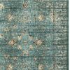 10' X 13' Blue And Ivory Medallion Distressed Area Rug