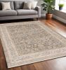 5' X 8' Beige Grey Machine Woven Oriental Indoor Arean Rug