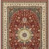 4' X 6' Red And Ivory Floral Medallion Area Rug