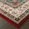 5' X 8' Red And Ivory Floral Medallion Area Rug