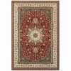 6' X 9' Red And Ivory Floral Medallion Area Rug